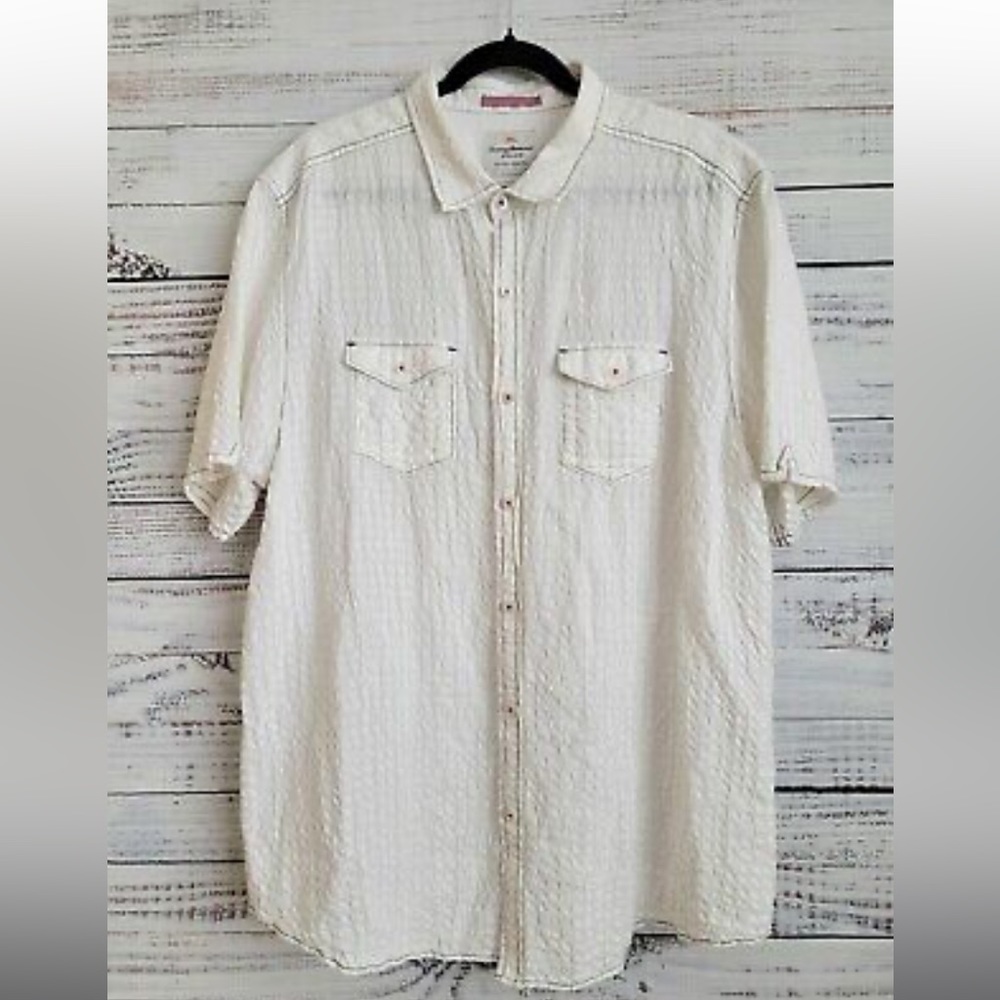 Tommy Bahama Jeans Men's Button Up Shirt White Island Crafted Modern Fit L